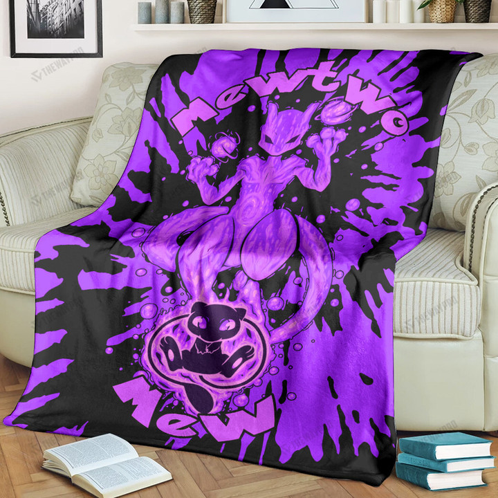 Evolve Mewtwo Tie Dye Face Custom Soft Blanket