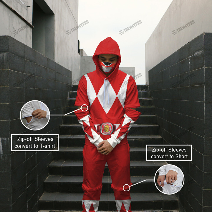 [BUY 1 SET GET 1 MASK FREE + FREESHIPPING] Mighty Morphin Red Power Ranger Custom Convertible Set