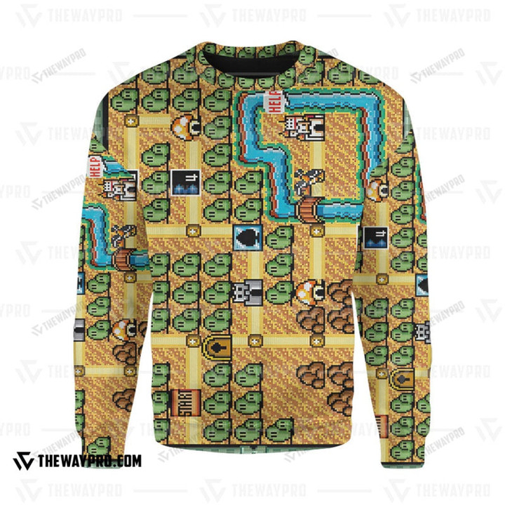 Game Super Mario Bros. 3 World 1 Map Custom Sweatshirt / S Bl0104221
