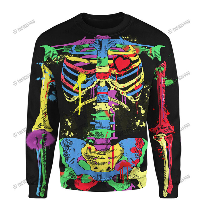 Halloween Colorful Skeleton Custom Hoodie Apparel