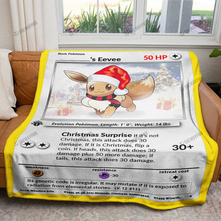 Christmas Eevee Custom Name Gift Soft Blanket