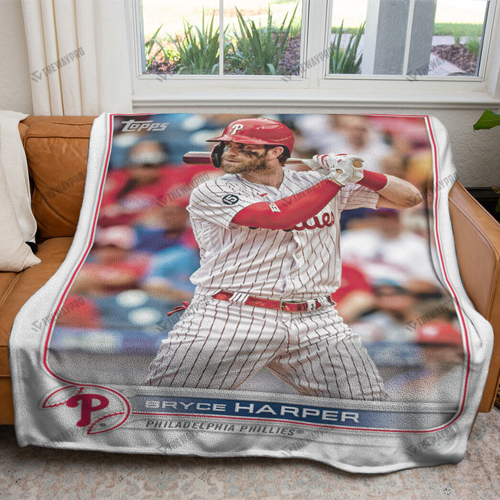 Sport Baseball Card 2022 Topps Bryce Harper Phillies Custom Soft Blanket
