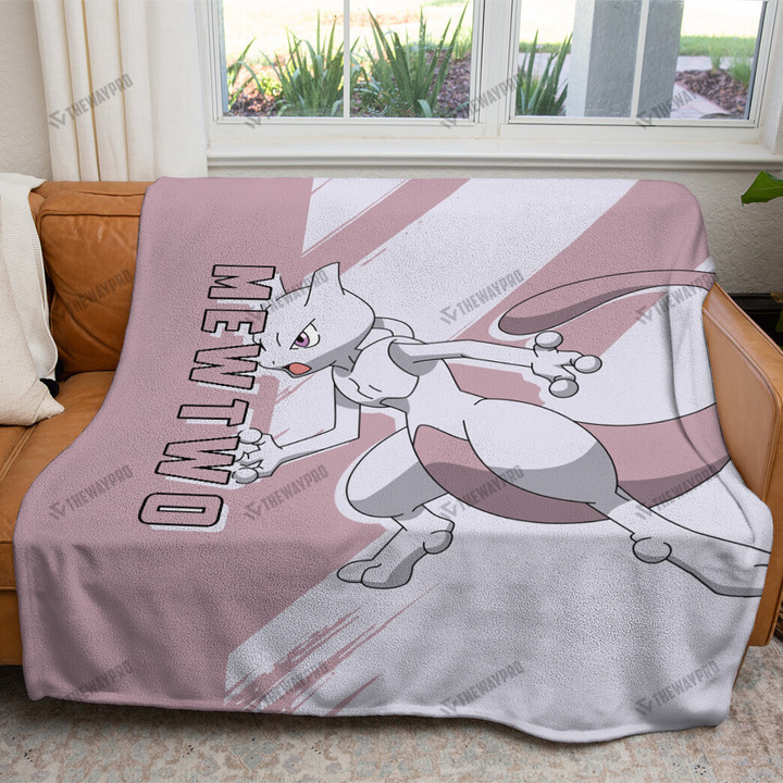 Anime Mewtwo Custom Soft Blanket