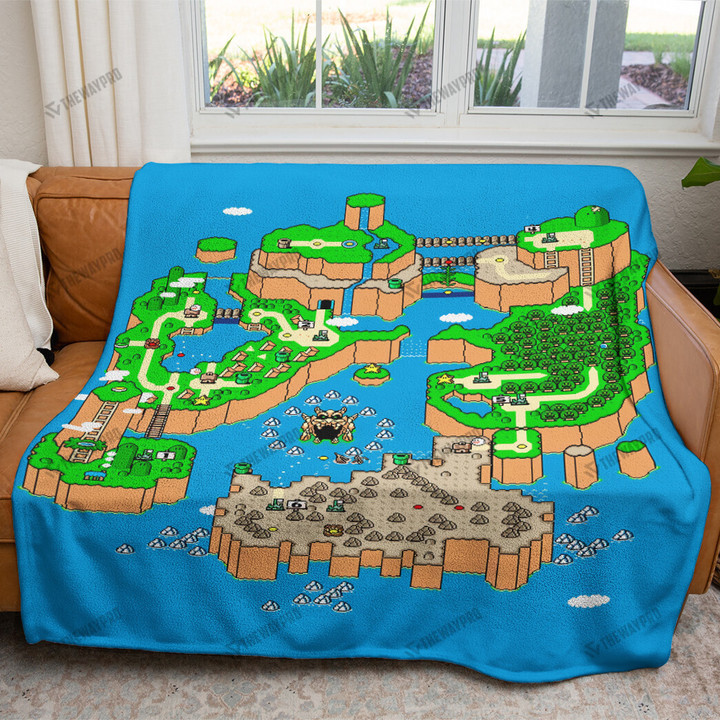 Super Mario Map Dinosaur Land Custom Soft Blanket