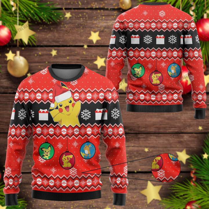 Anime PKM Christmas Gift Custom Imitation Knitted Thicken Sweatshirt