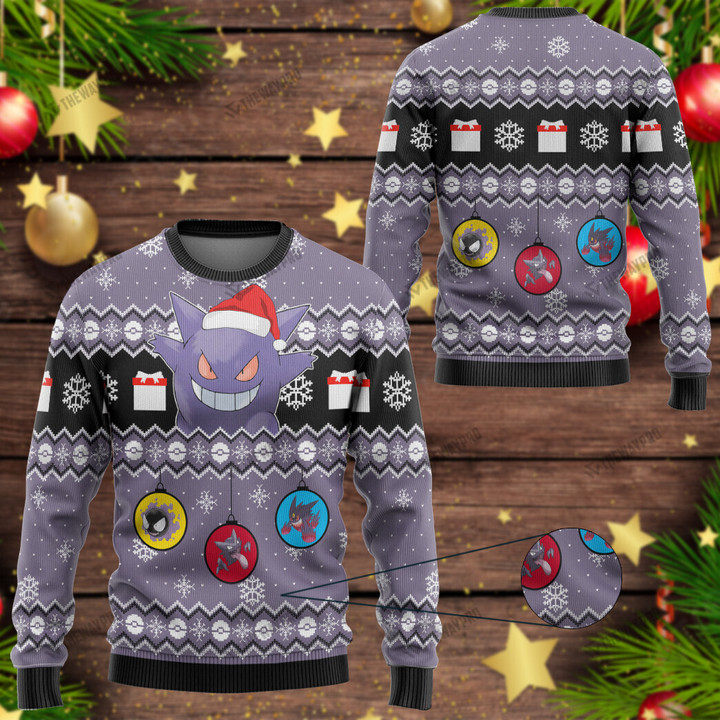 Gengar Evolution Custom Christmas Ugly Imitation Knitted Sweatshirt