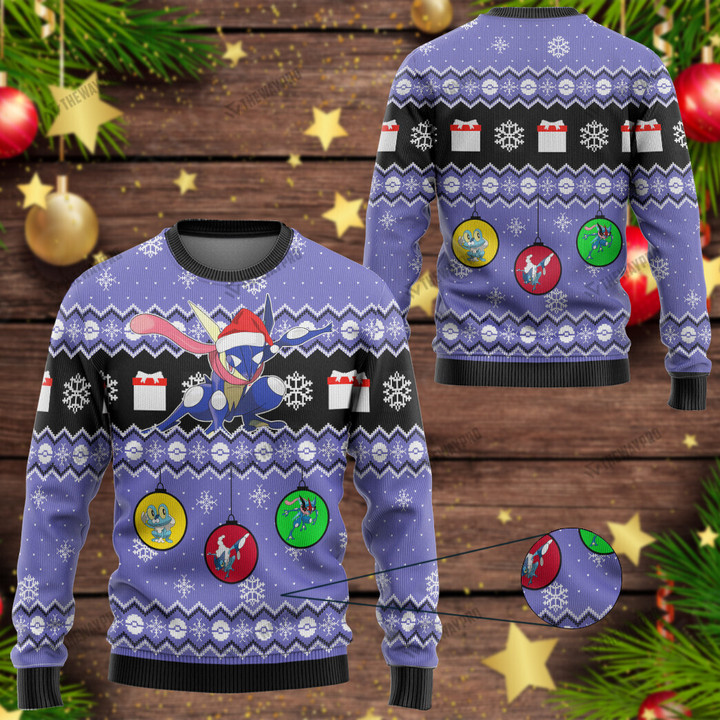 Greninja Evolution Custom Christmas Ugly Imitation Knitted Sweatshirt