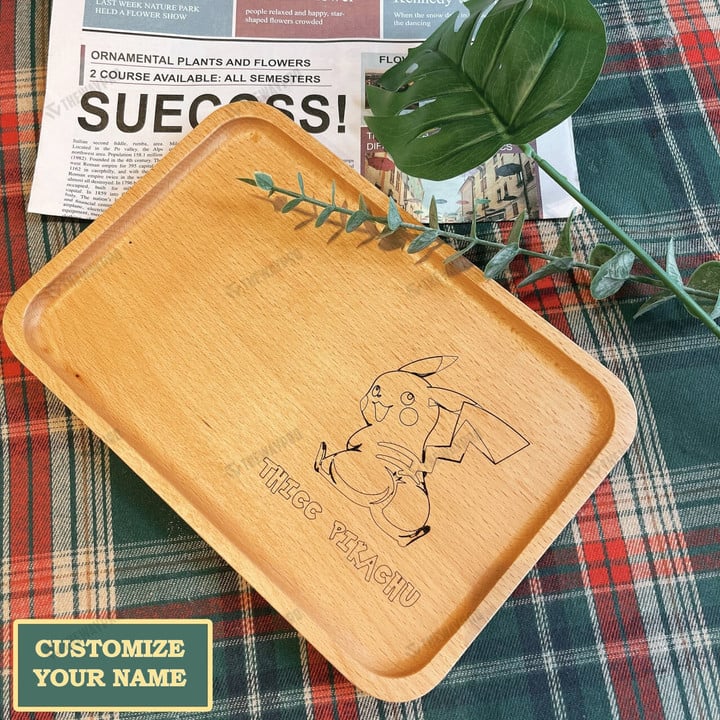 Engraved Thicc Pikachu Custom Name Wooden Eating Board