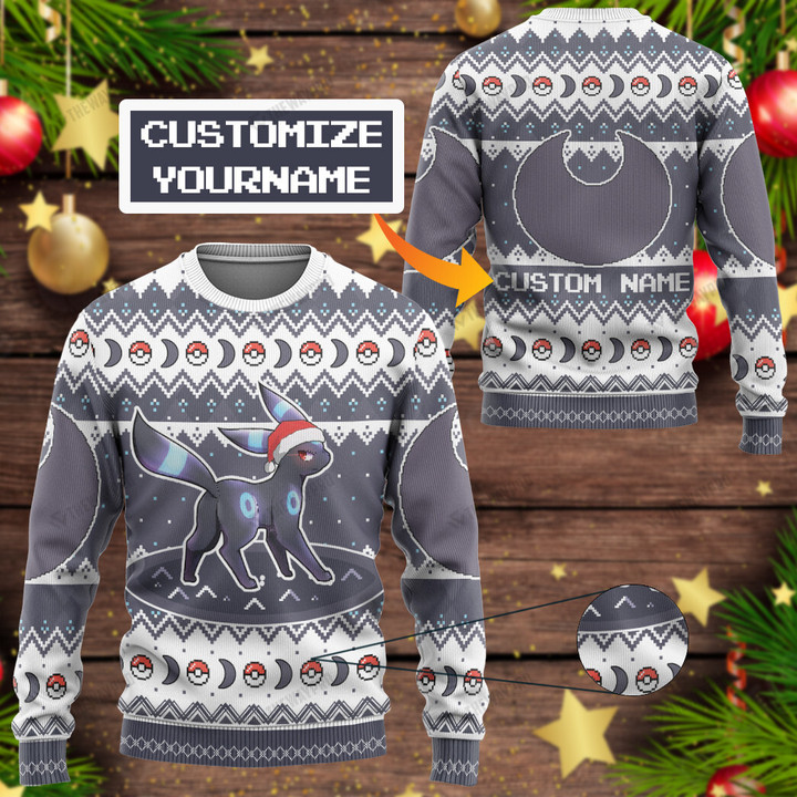 Umbreon Custom Name Christmas Ugly Imitation Knitted Sweatshirt