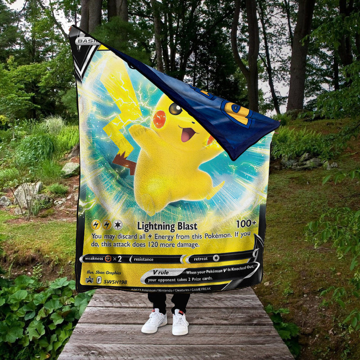Pikachu V 2022 Custom 2-Side Printed Thicken Soft Blanket