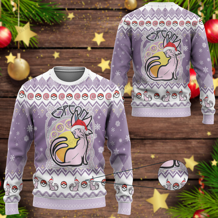 Eevee Evolutions Espeon Custom Christmas Ugly Imitation Knitted Sweatshirt