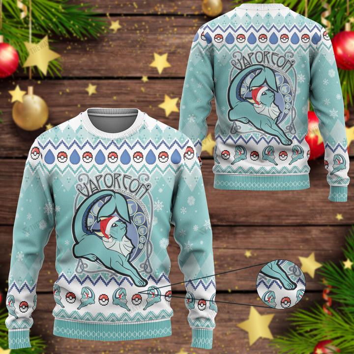 Eevee Evolutions Vaporeon Custom Christmas Ugly Imitation Knitted Sweatshirt
