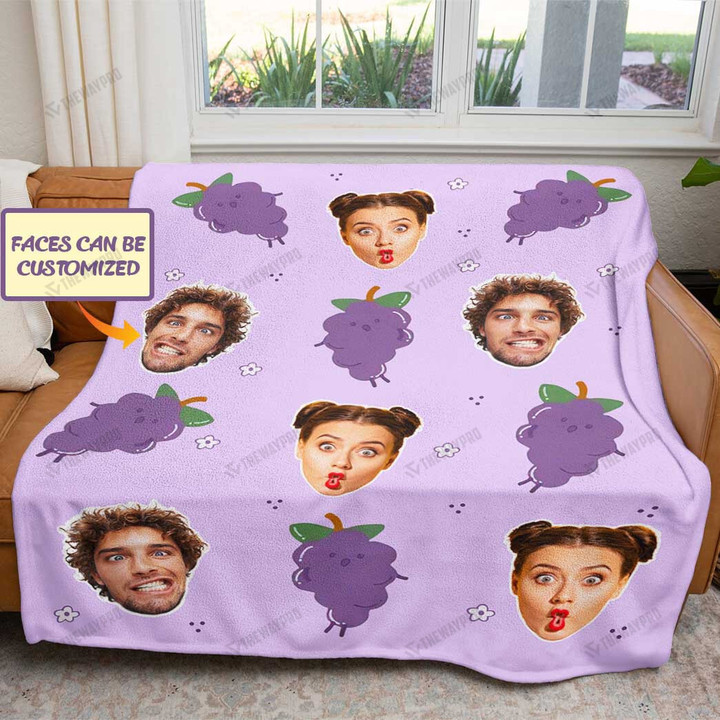 Personalized Face and Grape Custom Soft Blanket