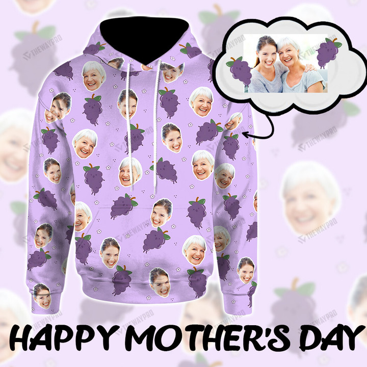 Personalized Mom and Daughter/Son Faces Grape Custom Hoodie