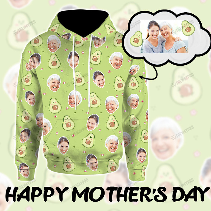 Personalized Mom and Daughter/Son Faces Avocado Fruit Custom Hoodie