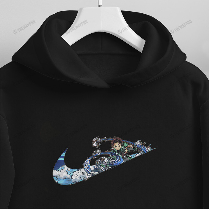 Tanjiro Water Breathing Swoosh Printed/ Embroidered Hoodie Sweatshirt T-Shirt