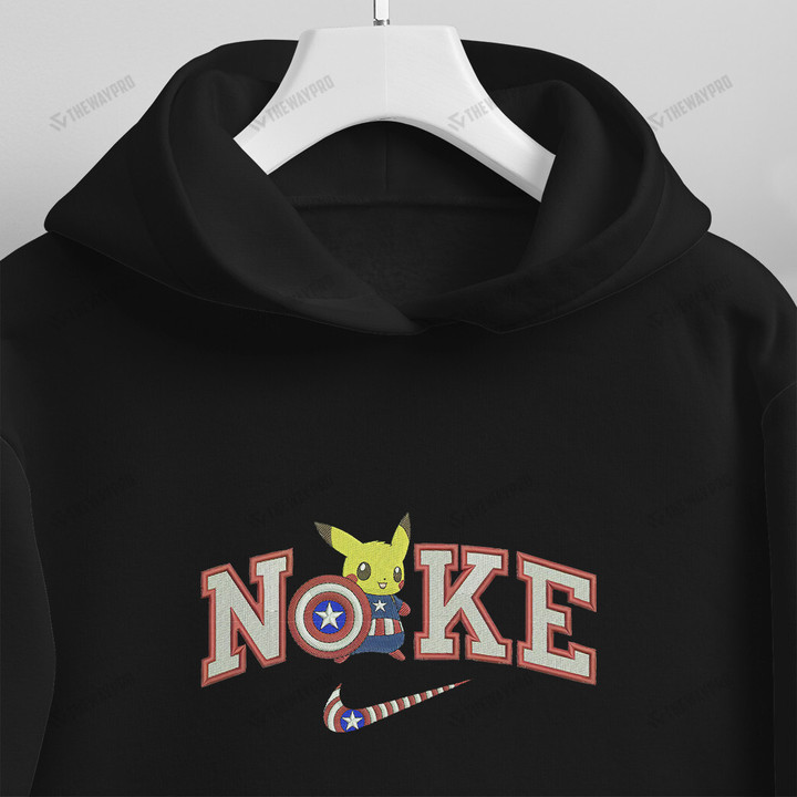 Nik Captain Pikachu Swoosh Custom Printed/ Embroidered Hoodie Sweater T-shirt
