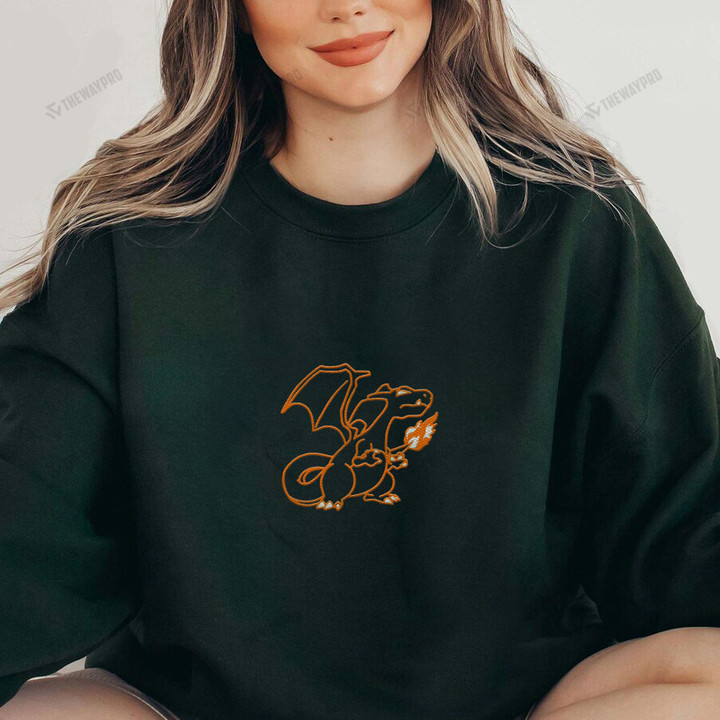 Charizard Outline Custom Embroidered Hoodie Sweatshirt T-Shirt