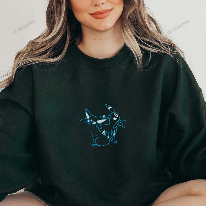 Espeon Umbreon Outline Custom Embroidered Hoodie Sweatshirt T-Shirt