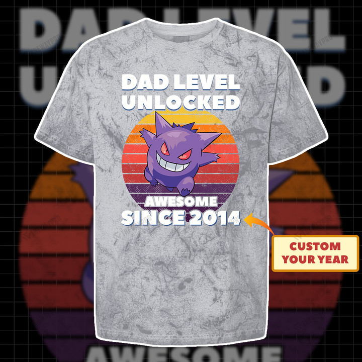 Dad Level Unlocked Personalized Blast Tee