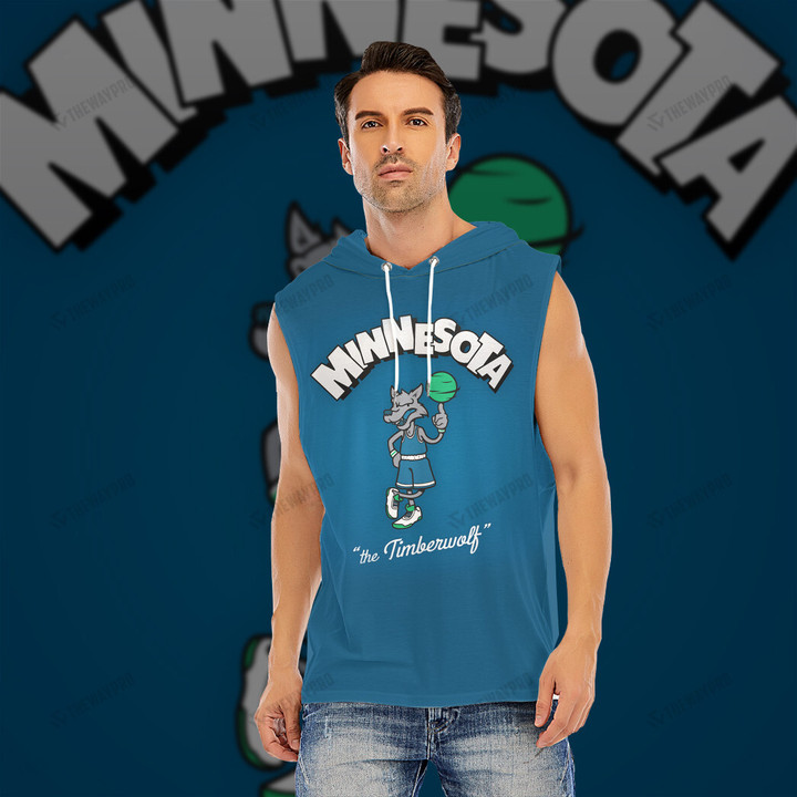 Basketball Toons Minnesota Timberwolf Custom Men's Hooded Tank Top