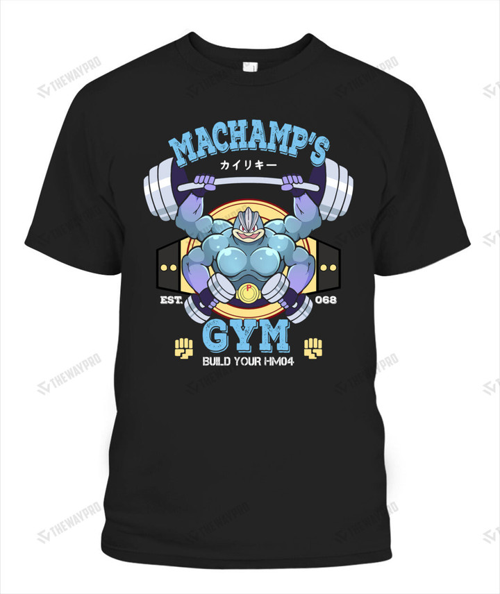 Machamp's Blue Gym Font Custom Graphic Apparel