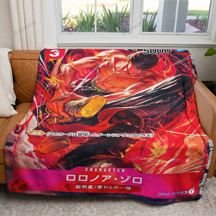 Anime OP Zoro Card Custom Soft Blanket