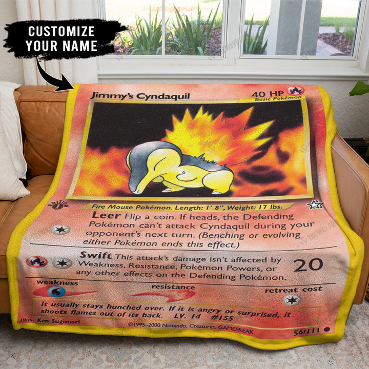 1st Cyndaquil Card Personalized Soft Blanket