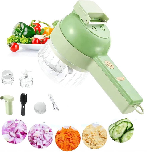 4 in 1 Handheld Electric Vegetable Cutter Set - Multifunction Vegetable Fruit Slicer,Mini Electric Garlic Mud Masher