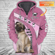 Pug Personalized 3d Zipper Hoodie