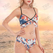 Camouflage Paint Splash Bikini With Ruffle Hem, Camouflage Paint Splash Bathing Suit