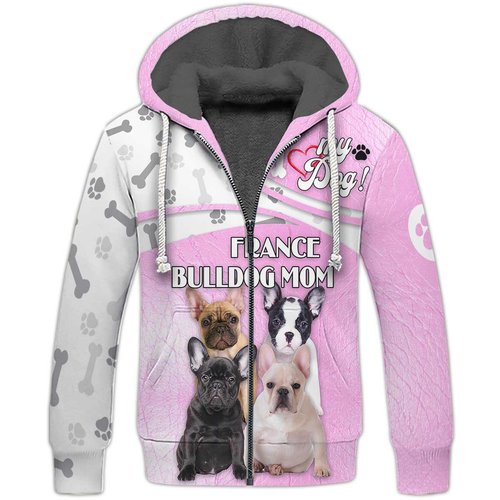 France Bulldog Mom Fleece Zipper, Dog Fleece Zipper For Humans
