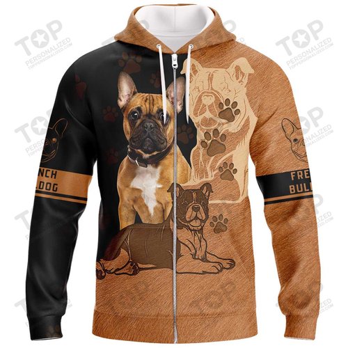 French Bulldog Zipper Hoodie, Dog Zipper Hoodie For Humans