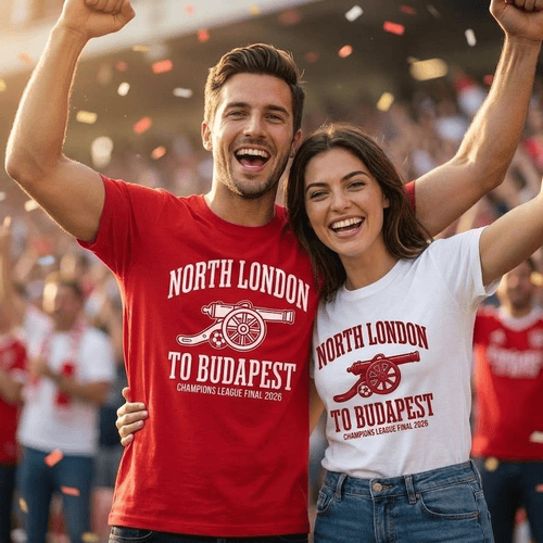 Arsenal Champions League Final 2026 Shirt North London To Budapest Soccer Gift Gunners Football Tee