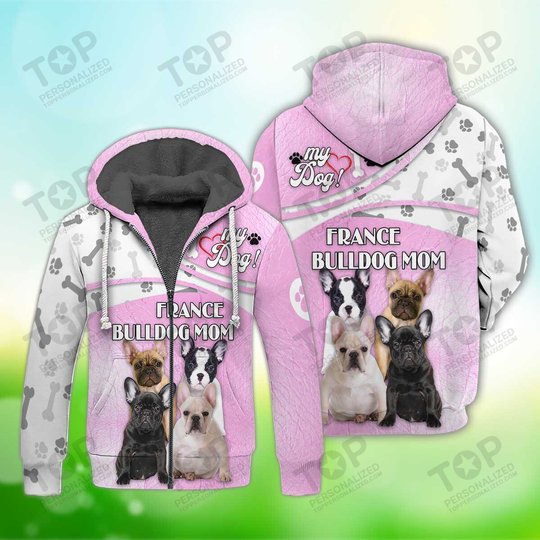 France Bulldog Mom Fleece Zipper, Dog Fleece Zipper For Humans