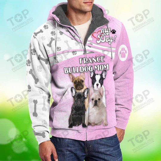 France Bulldog Mom Fleece Zipper, Dog Fleece Zipper For Humans
