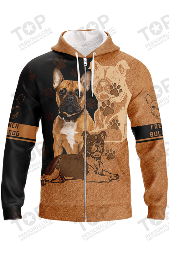 French Bulldog Zipper Hoodie, Dog Zipper Hoodie For Humans