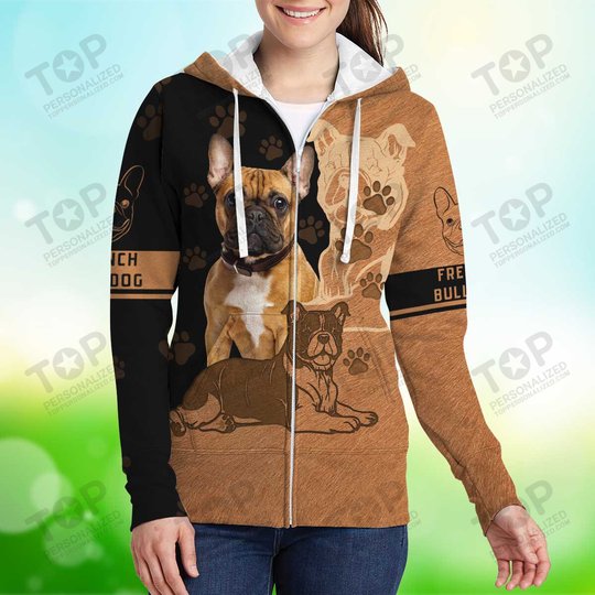 French Bulldog Zipper Hoodie, Dog Zipper Hoodie For Humans