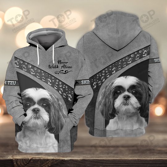 Shih Tzu Love Never Walk Alone 3D Full Print Shirts 1159