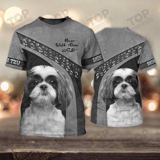 Shih Tzu Love Never Walk Alone 3D Full Print Shirts 1159