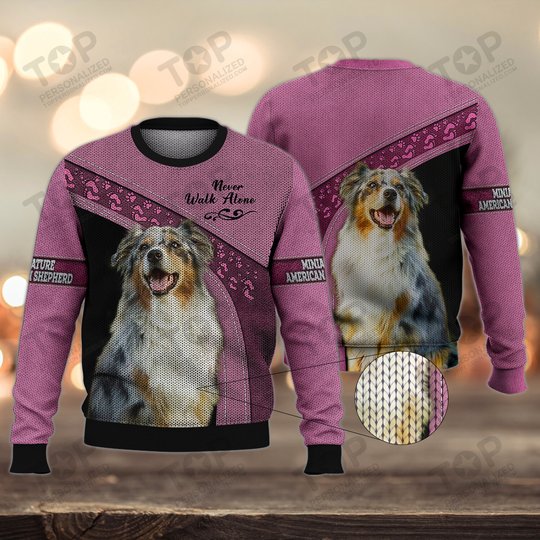 Miniature American Shepherd Love Never Walk Alone 3D Full Print Shirts 1175