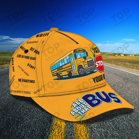 Funny School Bus - Personalized Name Cap 12 - TD96