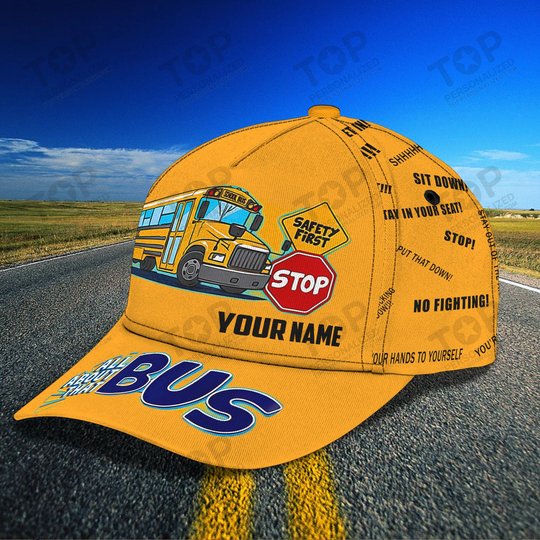 Funny School Bus - Personalized Name Cap 12 - TD96