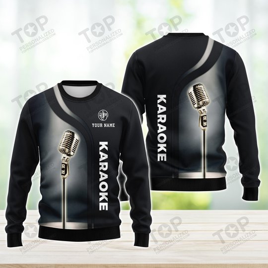 Karaoke Micro Pattern Custom Name 3D Shirts