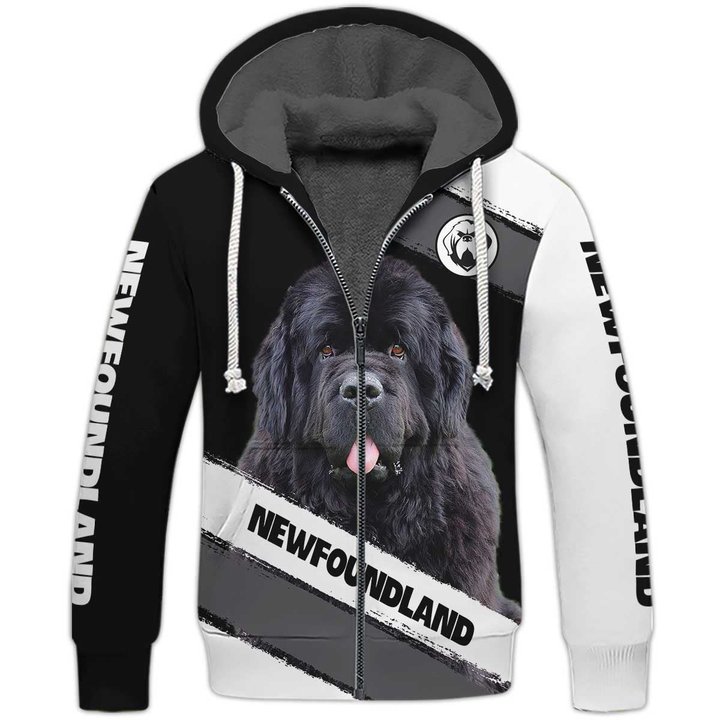 Black Newfoundland Dog Fleece Zipper, Newfoundland Fleece Zipper, Dog Fleece Zipper For Humans