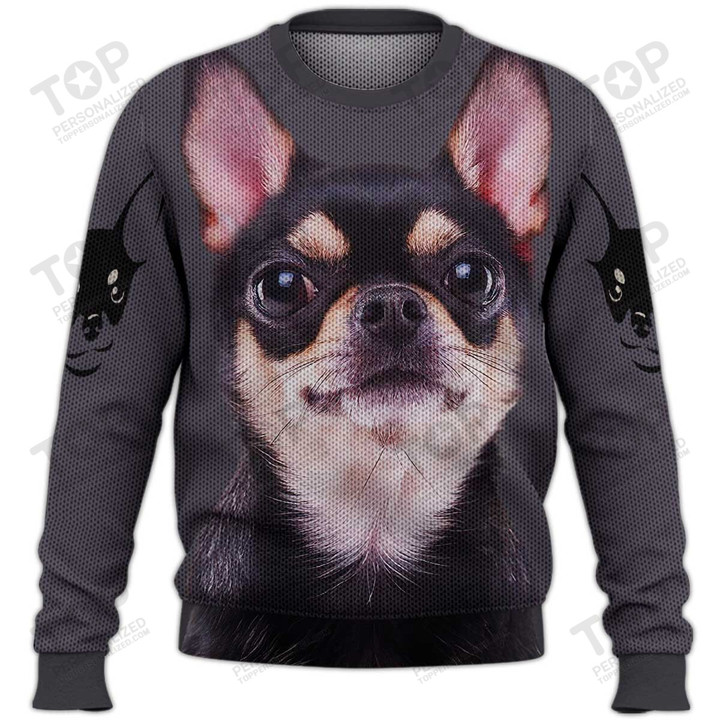 Cute Chihuahua Face Sweater, Dog Sweater For Humans