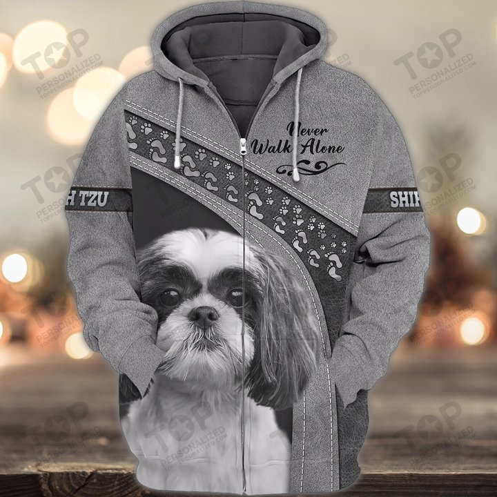 Shih Tzu Love Never Walk Alone 3D Full Print Shirts 1159