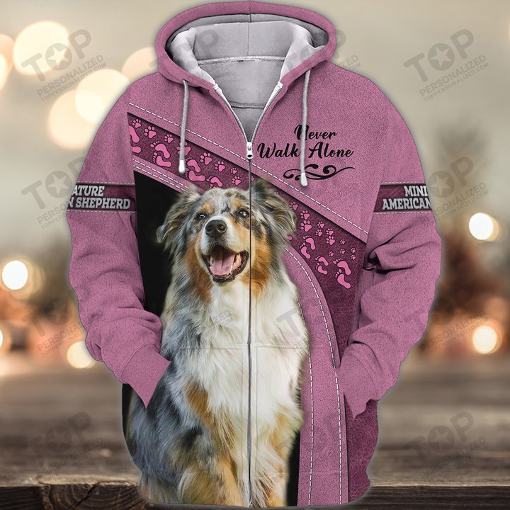 Miniature American Shepherd Love Never Walk Alone 3D Full Print Shirts 1175