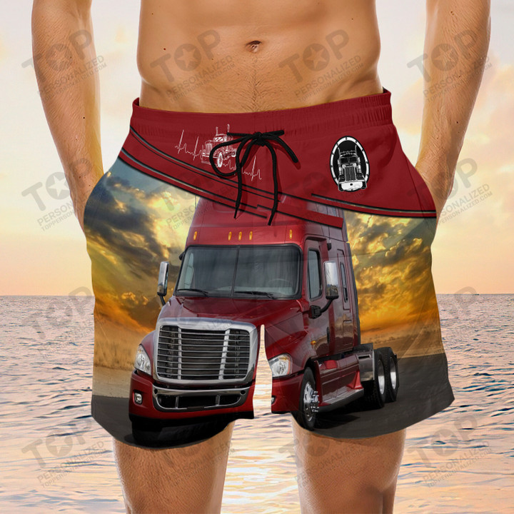 I'm Don't Stop, Trucker Men's Swim Trunks, Trucker Shorts, Truck Shorts (Red)