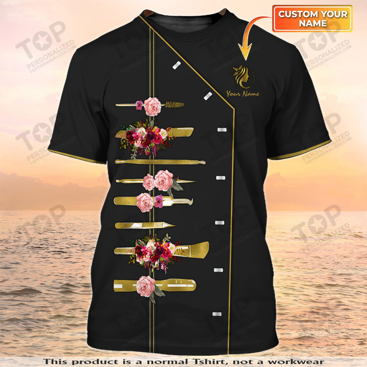 Esthetician Tools Shirt Beauty Spa Uniform Esthetician Apparel Black [Non Workwear]